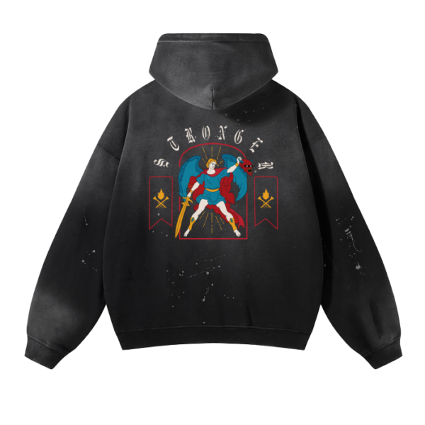 Vintage Wash Frayed Fleece Hoodie - 360 GSM