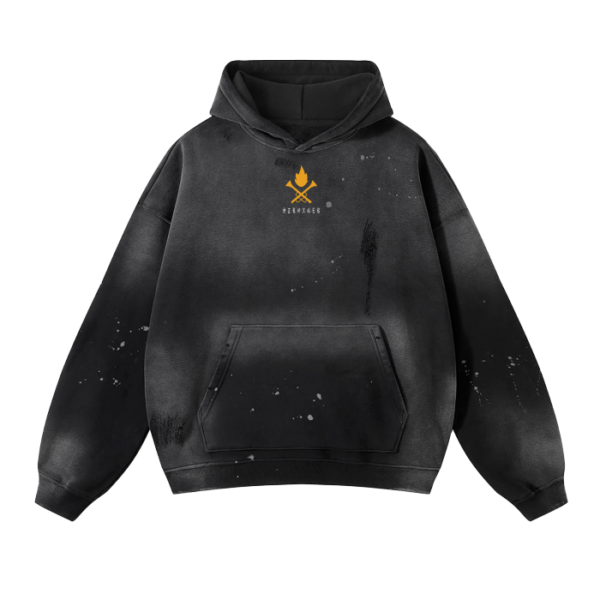 Vintage Wash Frayed Fleece Hoodie - 360 GSM - Image 2